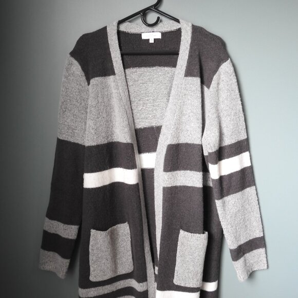New Directions Striped Long Sweater with Pockets - Extra Large - Picture 2 of 7